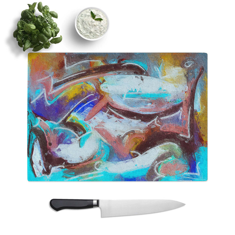 Tempered Glass Art Painting Vol.218 Chopping Board, 39 cm W x 28.5 cm L