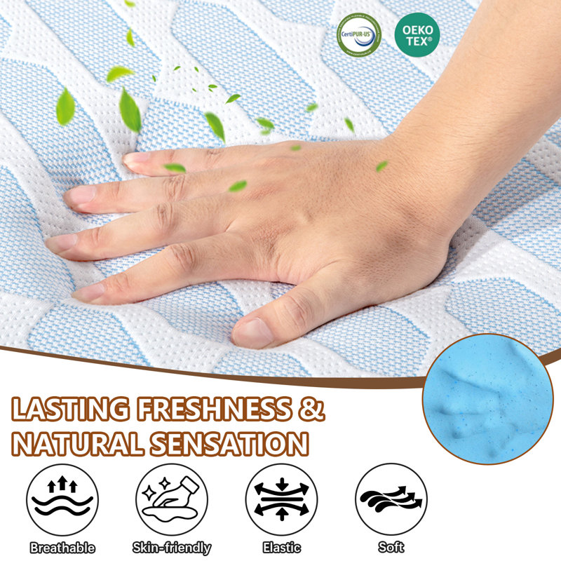 Matelas en mousse viscoélastique gélifiée mi-ferme, 12", Lit double
