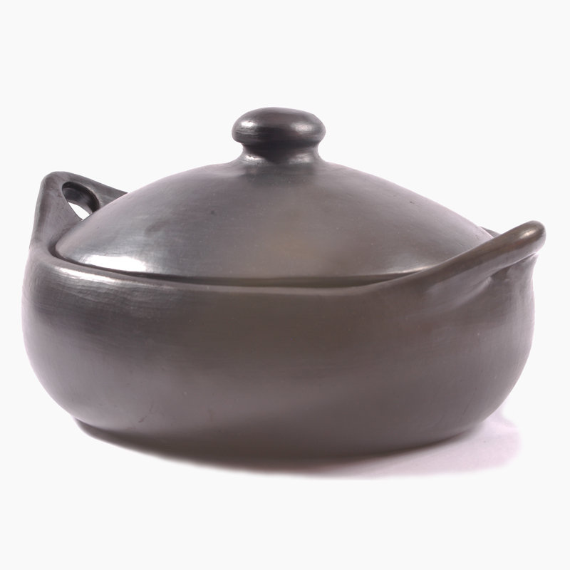 Ancient Cookware, Chamba Flat Clay Casserole, Large, 5 Quarts, 5 qt