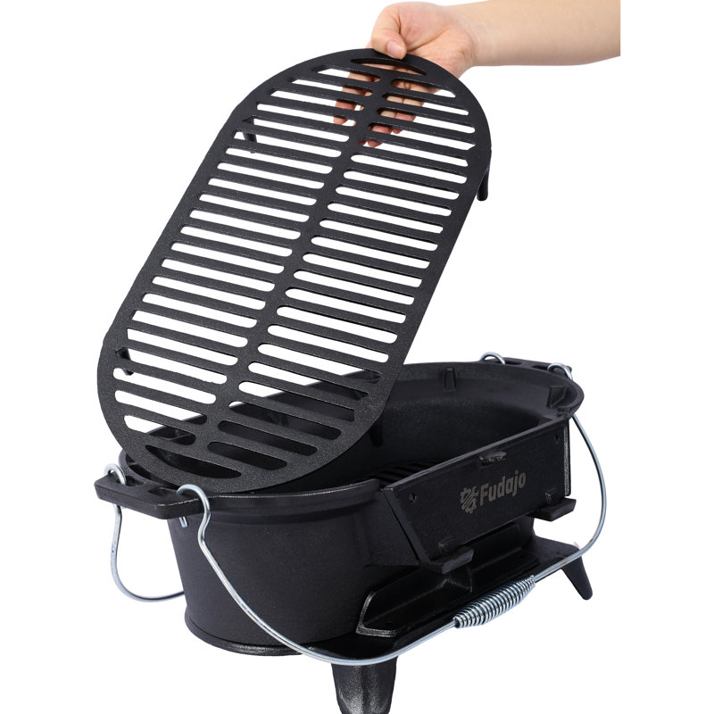 Plaque chauffante ovale en fonte - Barbecue portatif pour le camping et les barbecues 100% fer, enduit d'émail, avec contrôle de la température, chasse à la chaleur, rétention de chaleur, émaillé, grattage