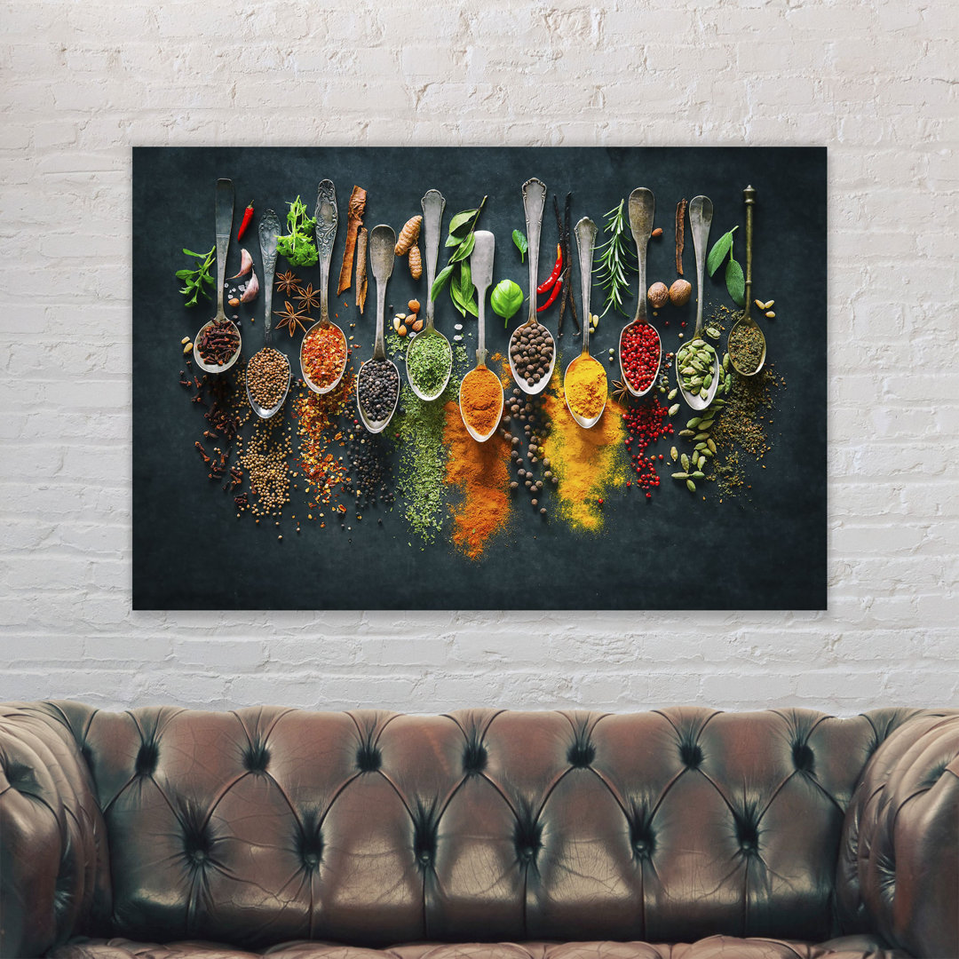 Herbs And Spices Spoons - Wrapped Canvas Print