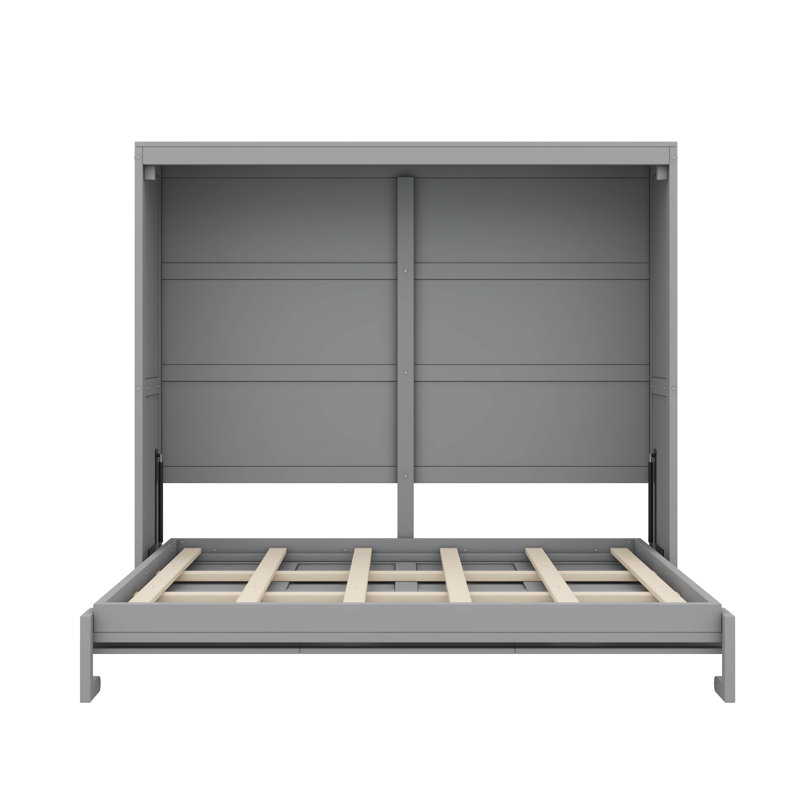 Grand lit escamotable avec armoires intégrées, Gris