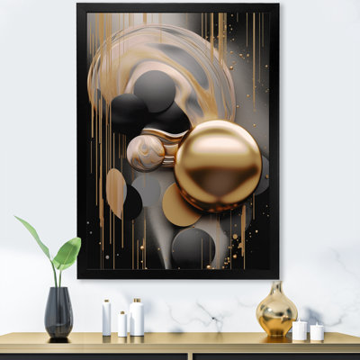 Reproduction d'art mural doré et noir mystique VI - Formes abstraites