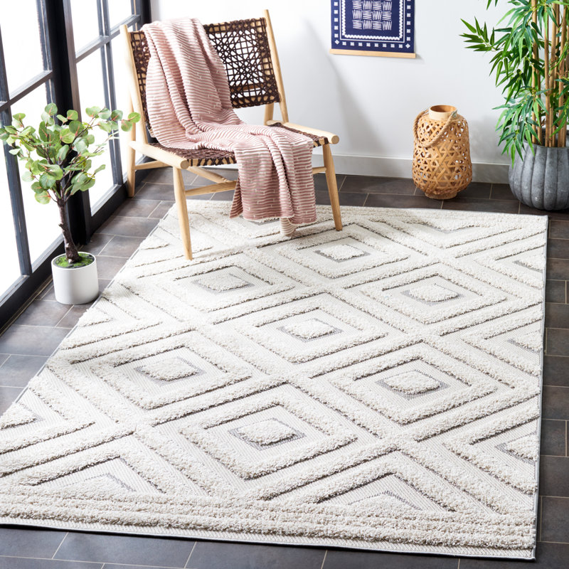 Tapis d'intérieur / extérieur à motif géométrique Amrou Performance, Rectangle 4 pi x 6 pi