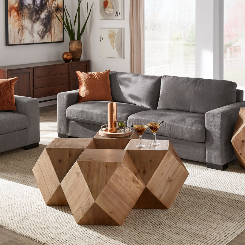 Wyndmere Barry Solid Wood Block Coffee Table, Natural