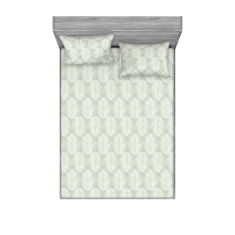 Microfiber Floral Sheet Set, Pale Green, Full Sheet Set + 2 Pillowcases