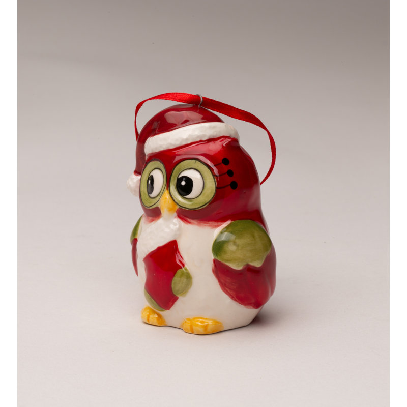 Figurine suspendue chouette tenant un bas