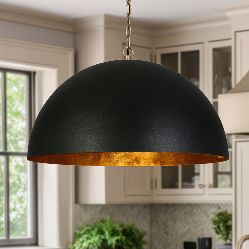 Hylia 1-Light Large 23.6" Dimmable Single Dome Pendant, Black