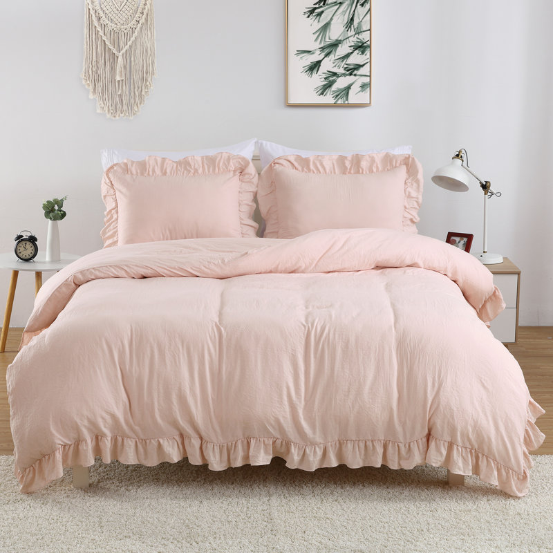 Ensemble de housse de couette Shabby Chic, King Comforter + 2 Pillowcases, White