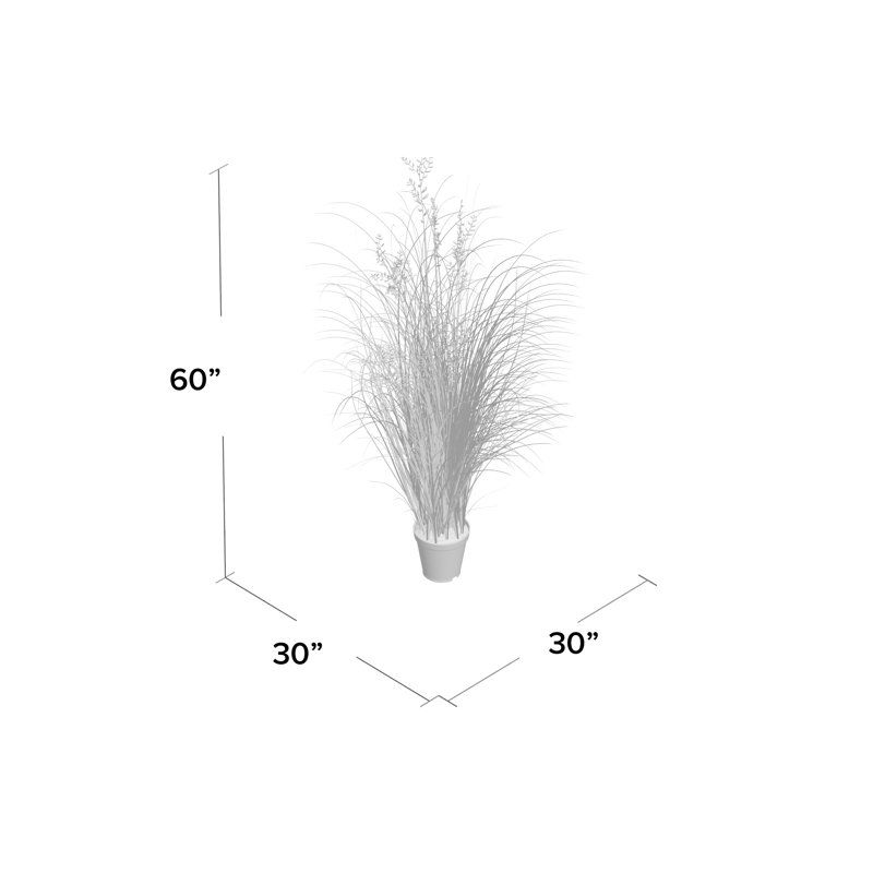 60" PVC Artificial Potted Green and Brown Grass and Plastic Grass, 60" H x 30" W
