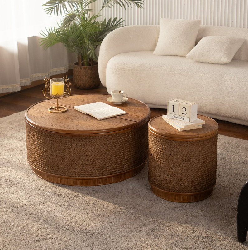 Table basse en rotin Boho-Chic