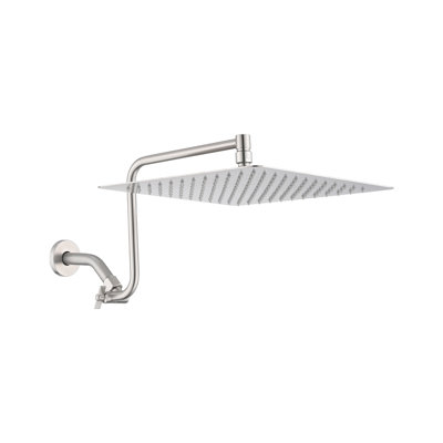 Pomme de douche carrée 12 "avec bras d'extension réglable, bras pour fixation murale