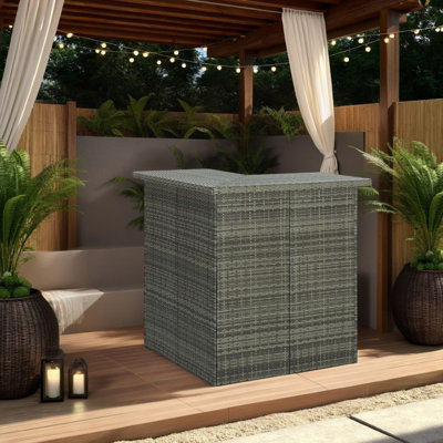 Table de bar d'extérieur modulaire Shiro, 3 tablettes, rotin gris, 41 po Shiro