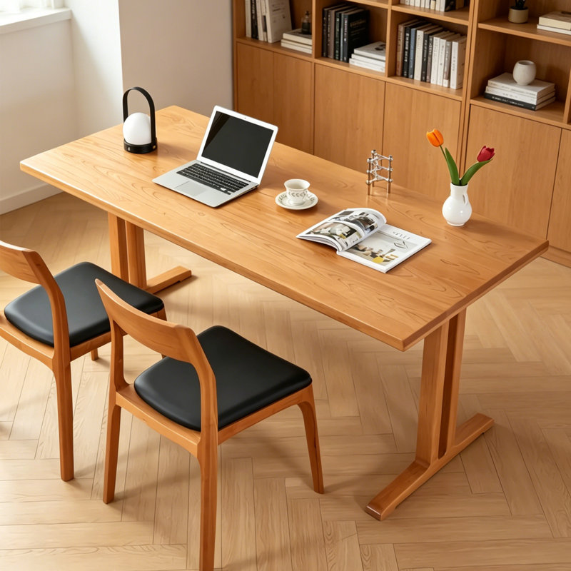 Simple Solid Wood Cherry Rectangle  Desk, 29.5" H x 63" W x 29.5" D