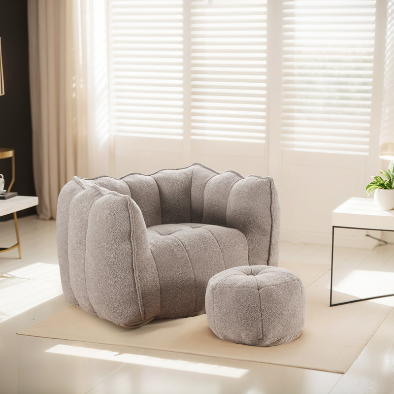 Fauteuil d'appoint capitonné avec repose-pieds l 42 po, Polyester café