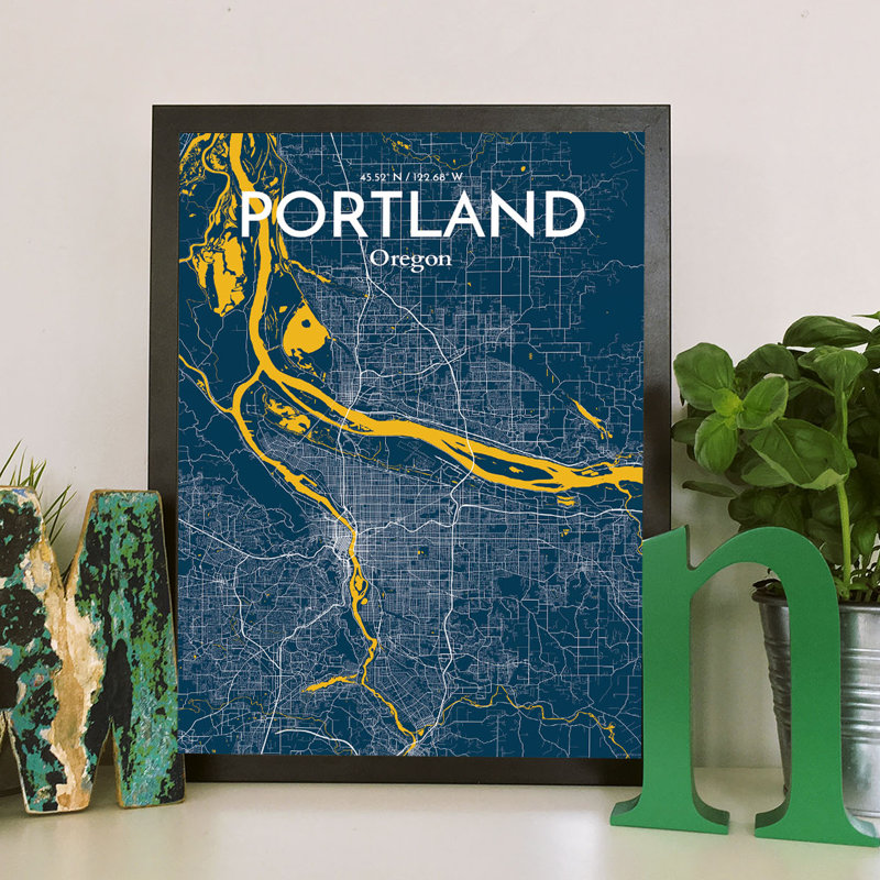 Portland City Map - No Frame Print, 43.2cm H x 27.9cm W x 0.13cm D