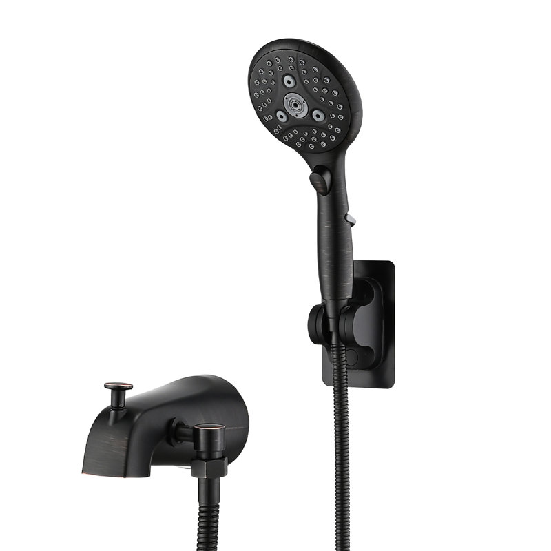 Bec de baignoire relevable en bronze huilé avec douchette à main, 6 jets, anticorrosion, interrupteur tactile pour la douchette, fonction marche/arrêt et pause, compatible avec les filetages 1/2 po ou 3/4 po autonettoyant