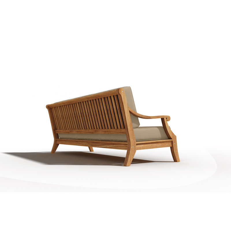 Adrien 4-Piece Teak Outdoor Patio Set with Fawn Cushions