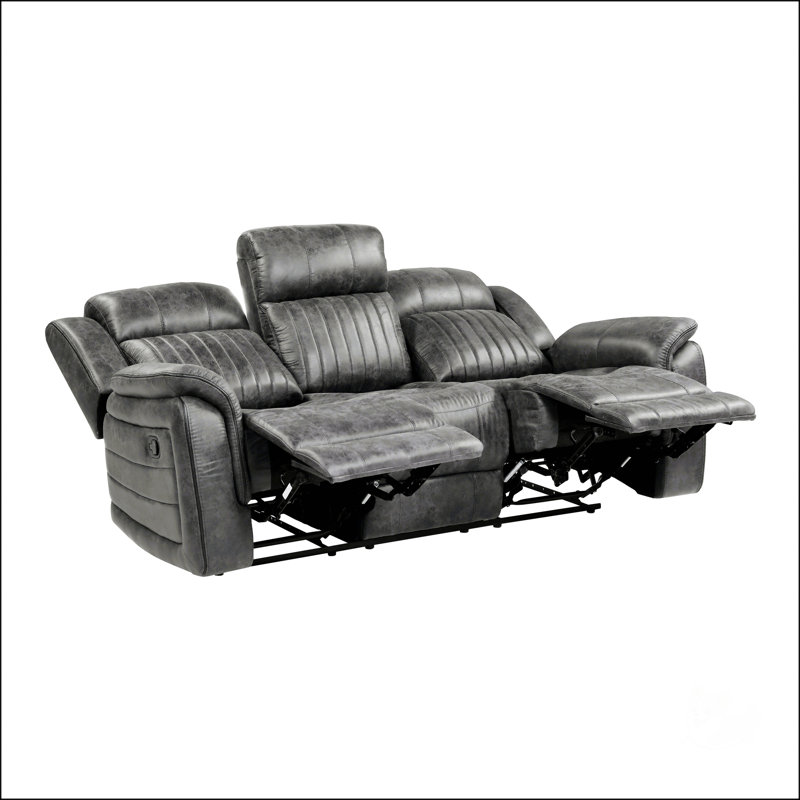 Ariste 83.07'' Pillow Top Arm Reclining Sofa, Brownish Gray Microfiber/Microsuede