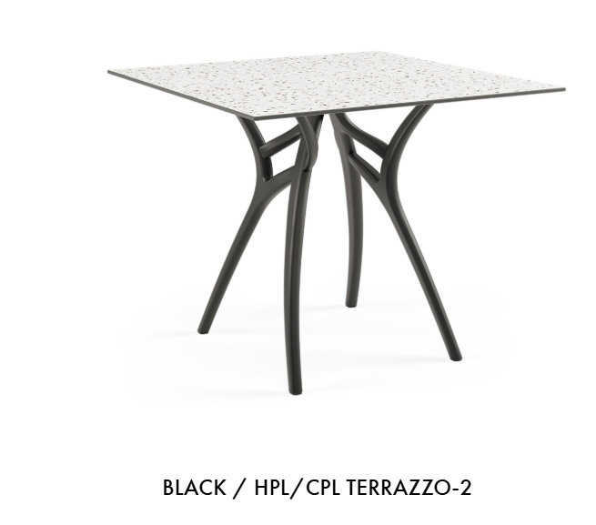 Tilia Ivy-L 90cm Square Table , White Terrazzo