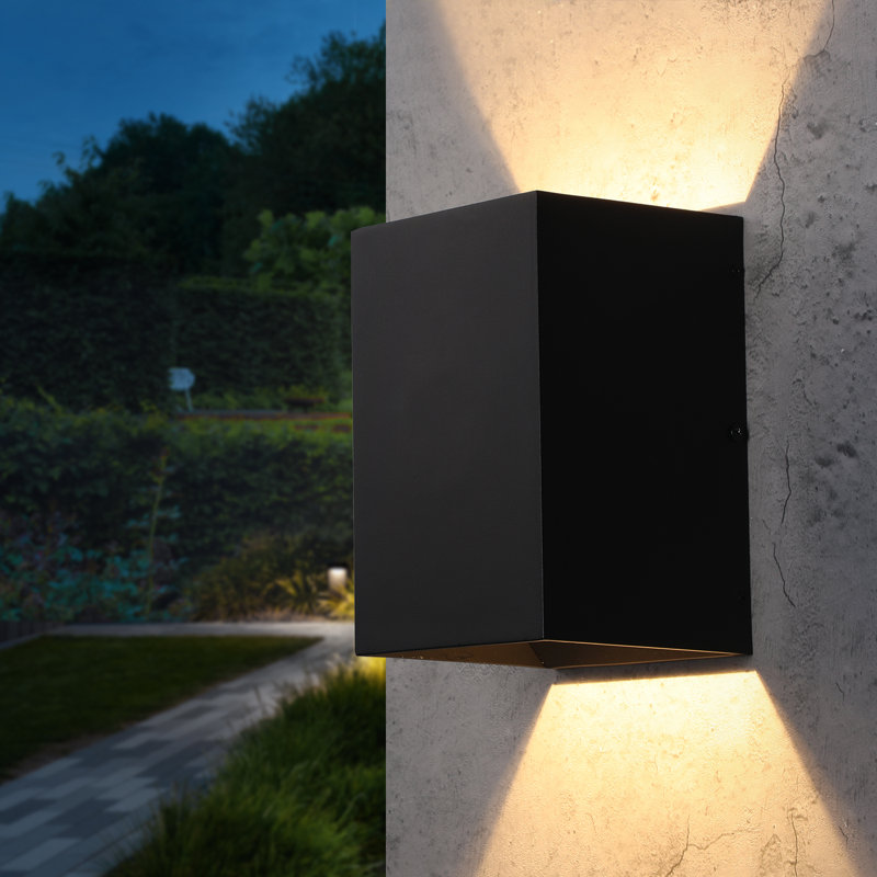 Cascade LED Square Wall Sconces Outdoor Modern Up & Down Wall Light Aluminum Waterproof 3000K Warm White