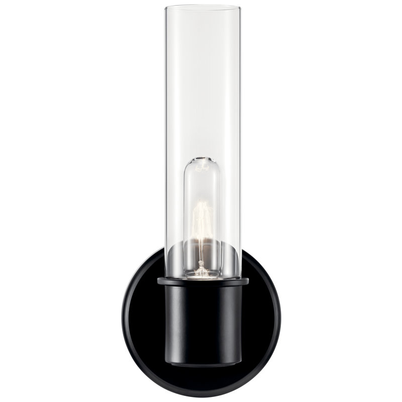 Applique murale 1 lumière 13 "avec verre transparent 13", Noir
