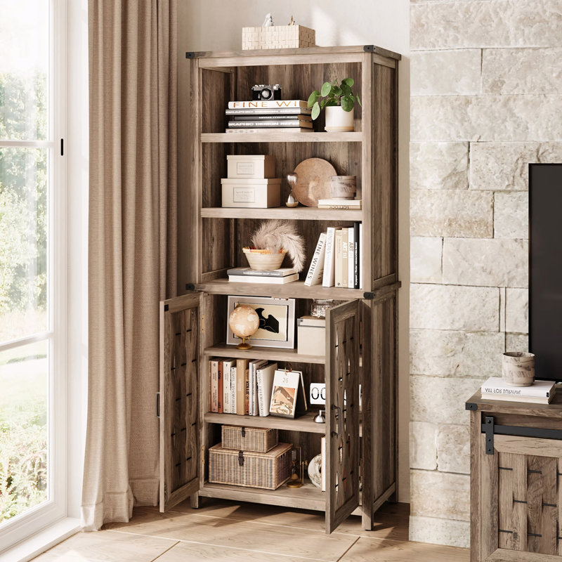 72" Multi-Use Cabinet: Sideboard, Bookcase & Display Shelves, Brown