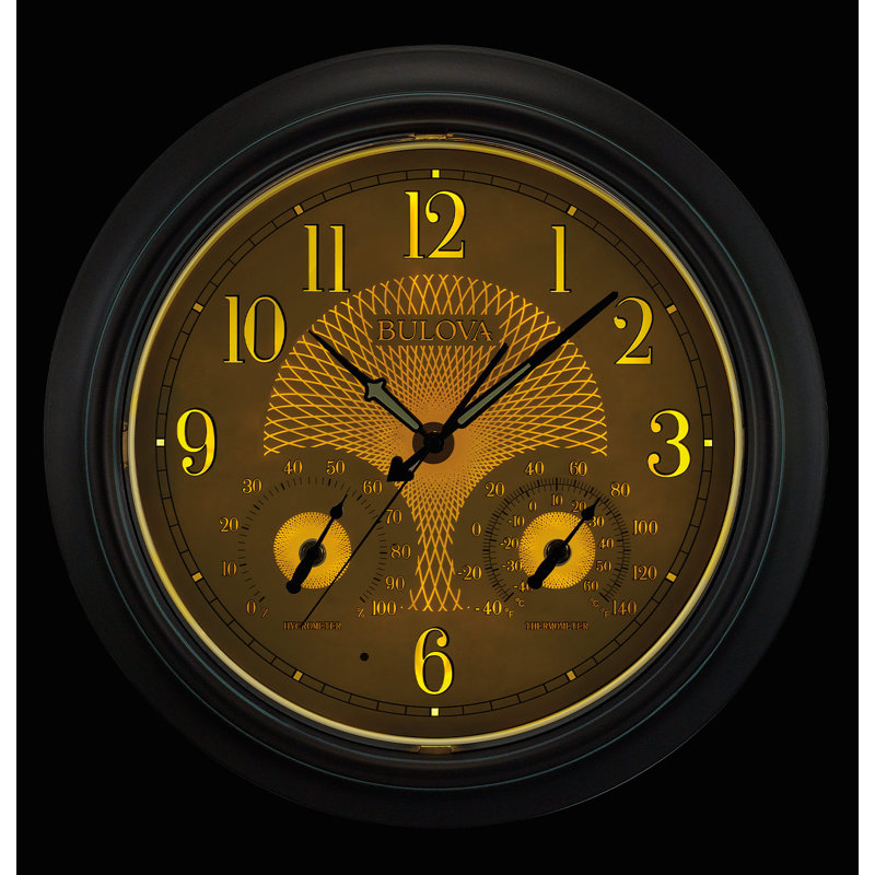 Oversized Oil Rubbed Bronze Outdoor Wall Clock with Thermometer and Hygrometer