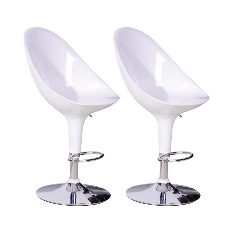 Hyland Swivel Adjustable Height Counter Stool with Metal Frame, Chrome/White