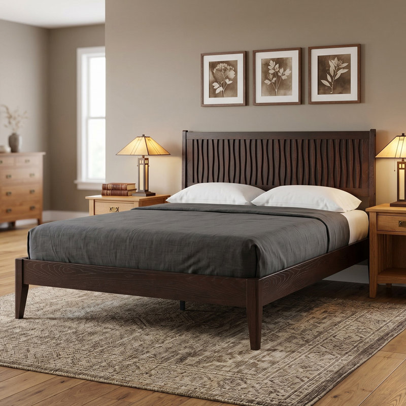 King Size Solid Wood Platform Bed Frame with Headboard & Footboard, 12 Sturdy Slats, Centre Metal Legs, Under-Bed Storage, Anti-Noise & Slip-Free, Easy Assembly, Dark Roast Oak Finish