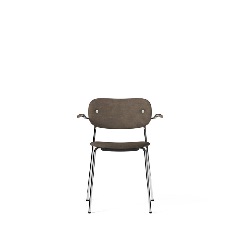 Co Upholstered Arm Chair, Black Oak, Chrome, Black Linen