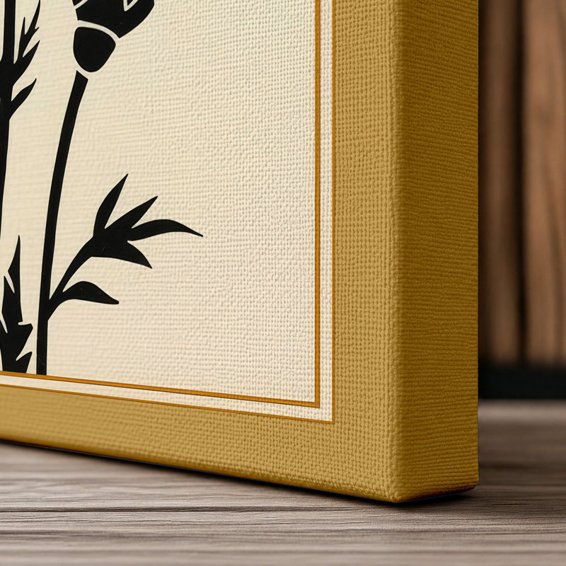 Crimson Carnation Botanical - Wrapped Canvas, 36x24 - 91.4 x 61.0 cm, Ochre Border