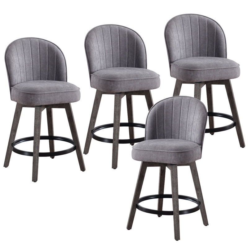 Swivel Counter Height Bar Stools, 4, Light Gray