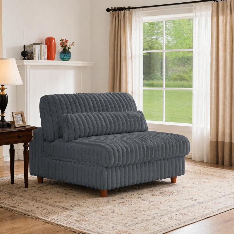 Fauteuil d'appoint en velours côtelé Corduroy Fluffy, Dark Grey