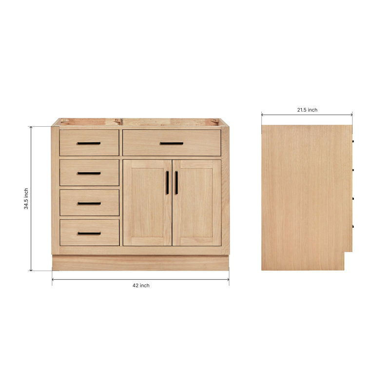 42" Single Bathroom Vanity Base only, Natural Oak