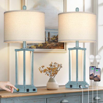 Ensemble de lampes de table USB de 27 po de haut avec veilleuse, ampoule incluse