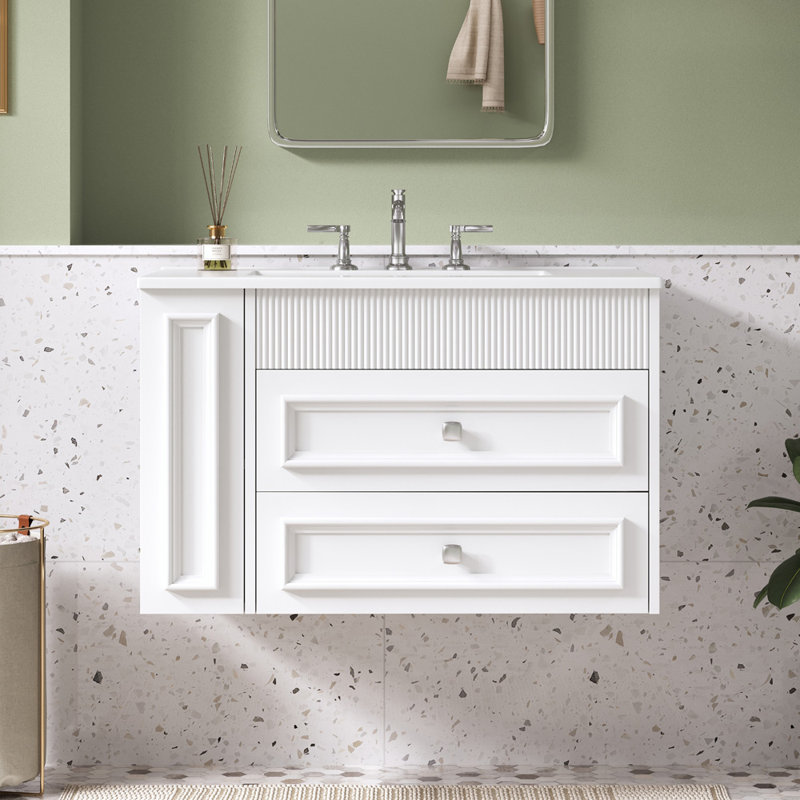 Bathroom Vanity with Sink (White), White