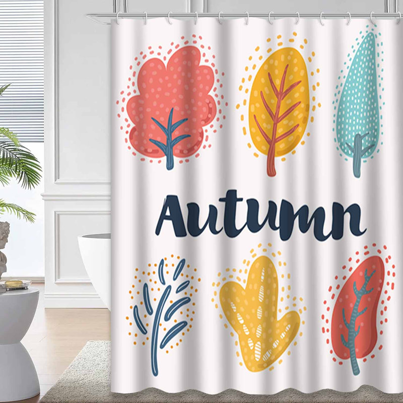 Cartoon Funny Trees Abstract Autumn Shower Curtain with 12 Hooks, L 72 po x l 78 po
