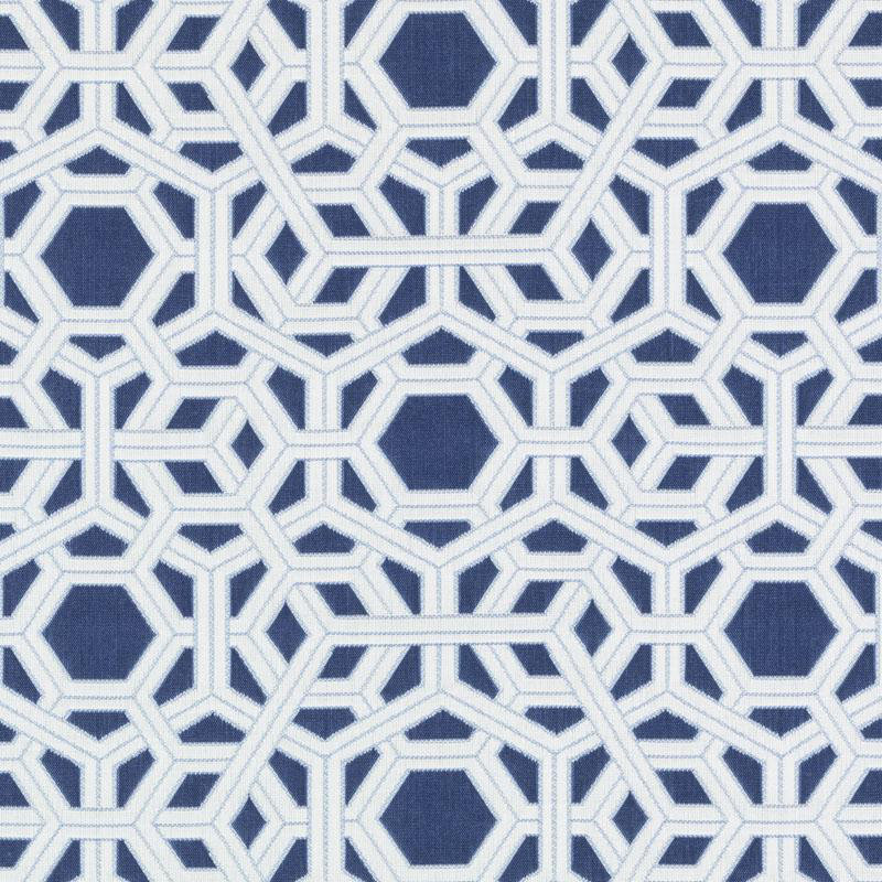 Thomas Paul Indoor / Outdoor Wovens Pavilion Hexagon Fabric, Navy