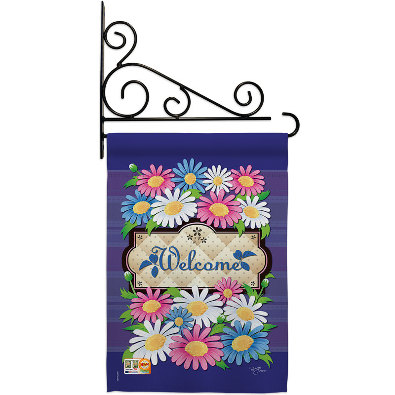 Welcome marguerites 2 faces en polyester 19 x 13 po Ensemble de drapeaux