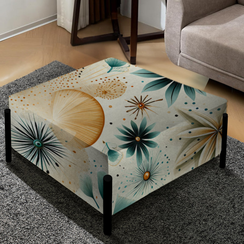 Collage Coastal Neutrals Boho - Grand repose-pieds carré Coastal