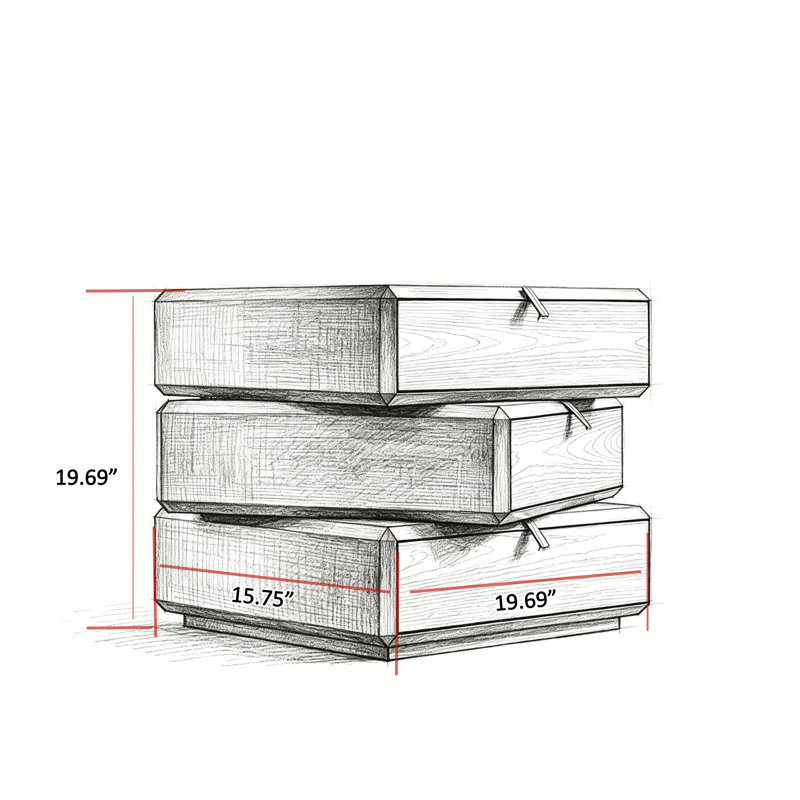 Modern Rotating Nightstand with 3 Spacious Drawers