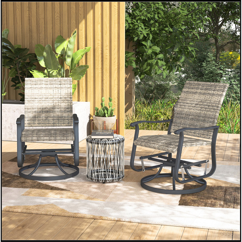Ensemble de 2 fauteuils oscillants Outsunny, rotin rotin en osier avec structure en acier, dossier haut, jaune