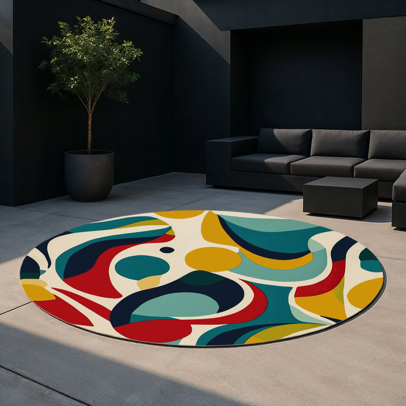 Tapis intérieur et extérieur Vibrant Streak, Rond 5 pi