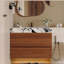 Meuble-lavabo flottant 29,9 po avec comptoir en faux marbre et lavabo sous-comptoir en céramique-509484862