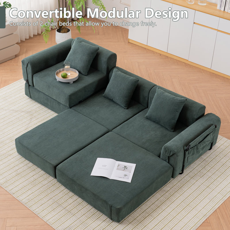 Space-saving Green Recliner Sofa, Polyester Blend, Modern Compact Design For Small Spaces