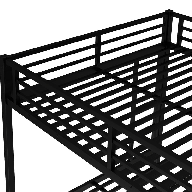 Black Queen Over Bunk Bed Made Of Metal With Trundle - Solid Structure, Low Noise, Space Saving Strong Slats, Quiet Operation, Efficient Setup