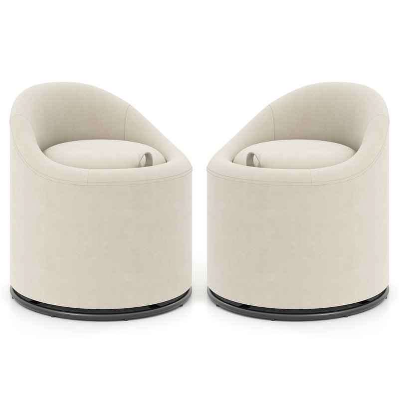 Fauteuil demi-tonneau avec rangement pivotant à 360 ° 2 pièces 2 pièces Beige, Beige