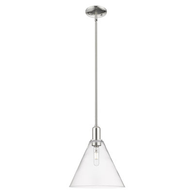 Arcadia - Benston - 1 Light 12" Stem Hung Mini Pendant - Polished Nickel Finish - Clear Shade
