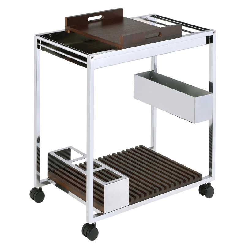 Serving Cart with Stemware Shelf